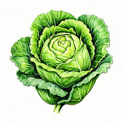 Obraz premium Cabbage, vegetable, Illustration, isolated on white background