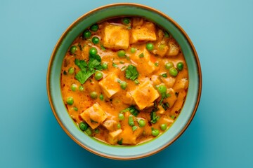 Matar paneer curry made with green peas 