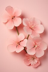 Pink cherry blossoms on a pink background. Close up view.