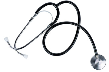 Stethoscope on a white bacckground .
