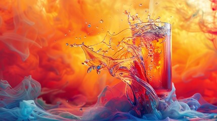An advertisement for an energy drink with a focus on vibrancy and flow - obrazy, fototapety, plakaty