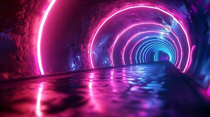 An animation frame for a video game level that takes place in a neon vortex - obrazy, fototapety, plakaty