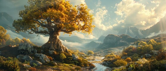 An environmental conservation ad, juxtaposing natural beauty with fantasy realms