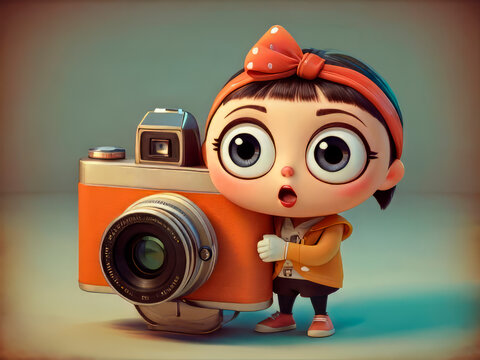 fotógrafa de dibujos animados con cámara