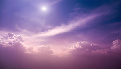 Obraz premium A bright flash of light in the purple sky