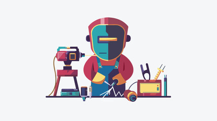 Welding work and welding tools vector icon design