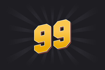 Number 99 vector font alphabet. Yellow 99 number with black background