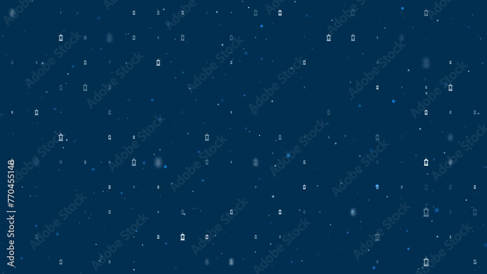 Poster template animation of evenly spaced christmas lanterns of different sizes and opacity. animation of 