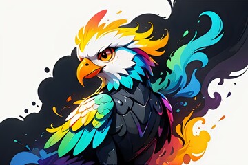 Spectral Eagle Illustration.
A powerful eagle with a vibrant, spectral plumage, perfect for bold graphics and wildlife representation.