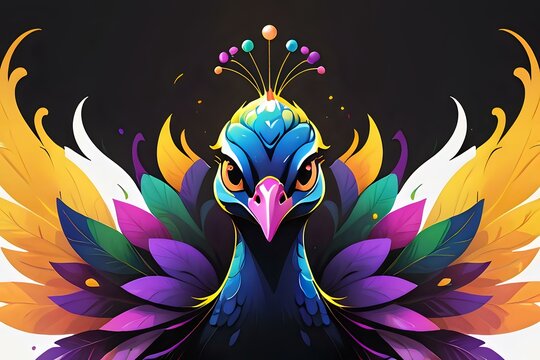 Majestic Peacock Illustration.
A peacock portrait with fiery feathers, blending traditional beauty with a modern twist for decorative art.