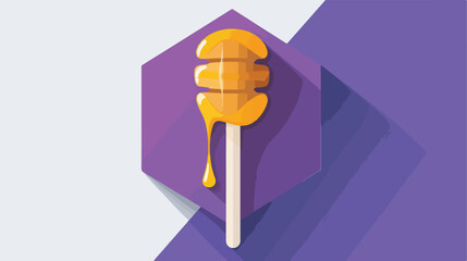 White Honey dipper stick with dripping honey icon isolated