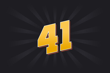 Fototapeta premium Number 41 vector font alphabet. Yellow 41 number with black background