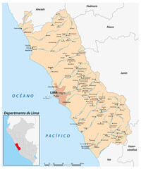 Vector map of the Peruvian region of Lima