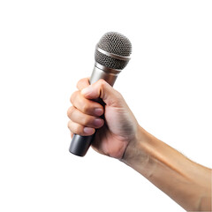 hand holding microphone isolated