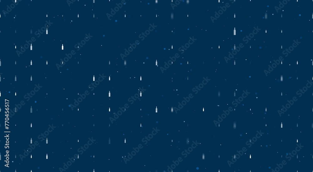 Poster template animation of evenly spaced beer bottle symbols of different sizes and opacity. animation of