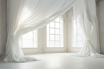 Luxurious curtains adorn classic architecture - obrazy, fototapety, plakaty