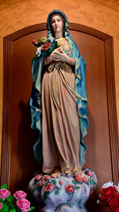 Close-up of Beautiful Statue of Our lady of grace virgin Mary located in the church, Thailand....
