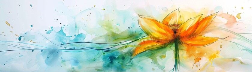 Earth as a blooming flower, imaginative watercolors, front view, soft backlight