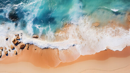 aerial photo of beach and waves