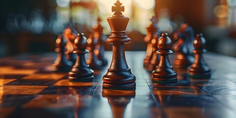 The Chess King Stands Tall Leading the Way Through Strategic Gameplay and Thoughtful Decision Making - obrazy, fototapety, plakaty