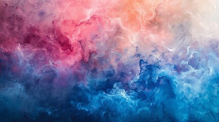   Blue, pink, and orange smoke on a blue and pink background with a white border