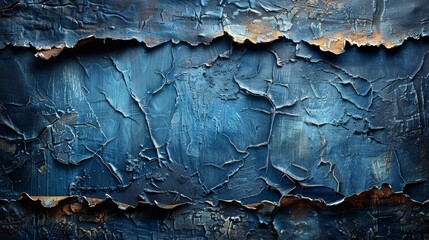  A close-up of a blue paint piece with peeling paint at the base and the paint flaking off the surface