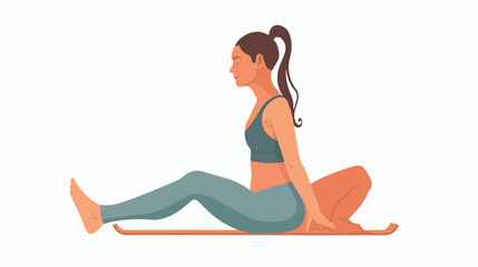 Yoga paschimottanasana seated forward bend pose. Flat