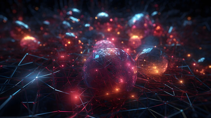 Obraz premium computer network and technology concept in red