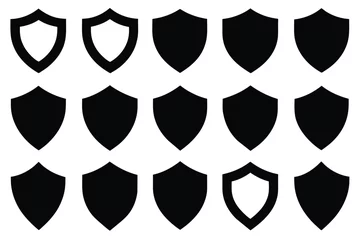 Foto op Canvas set of black shield icons set. Protect shield vector isolated on white background © mobarok8888