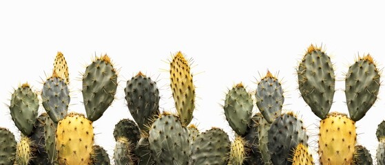   A group of cacti against a white background - obrazy, fototapety, plakaty