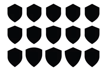 Foto op Canvas set of black shield icons set. Protect shield vector isolated on white background © mobarok8888