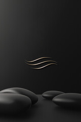 Spa, yoga and beauty concept, luxury minimal 3d  logo design on black background