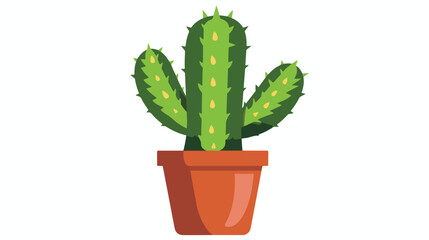 Cartoon cactus in pot. Houseplant succulent icon in fl