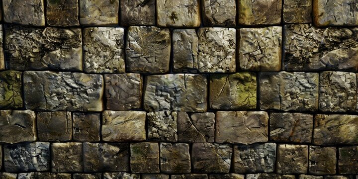 Seamless texture of a dark stone wall, perfect for background or pattern use in design and architecture.