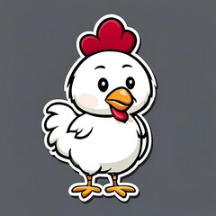 cartoon chicken with a red beak and a red comb
