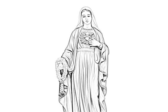 Beautiful Statue of Our lady of grace virgin Mary isolated on Vector illustration White Background high resolution for graphic decoration, suitable for both web and print media.