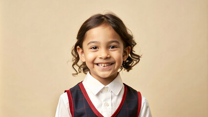 Smiling child portrait captures the innocence and joy of youth - obrazy, fototapety, plakaty