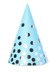 One light blue party hat isolated on white