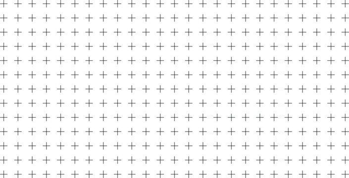 Black pluses isolated on transparent or white background. Monochrome geometric seamless pattern. Vector simple flat graphic illustration. Texture.  Plus sign symbol abstract background vector.