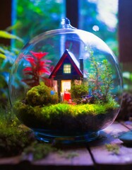 Tiny house in a terrarium