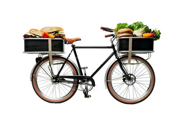 Fototapeta na wymiar Sandwich Delivery Bike On Transparent Background.