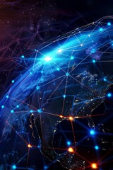Fototapeta premium Global Network and Telecommunication: Harnessing Blockchain and IoT for Digital Business Expansion
