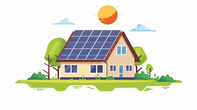 Solar energy eco concept icon flat vector 