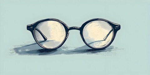 A Pair of Oversized Vintage Style Eyeglasses with Transparent and Copy Space for Graphic Design or