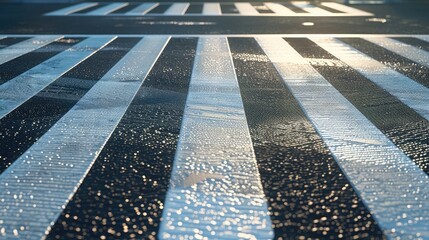 Crosswalk road, a symbol of pedestrian safety, traffic regulations, shared space, and the importance of pedestrian right-of-way, logistic import export and transport industry - obrazy, fototapety, plakaty