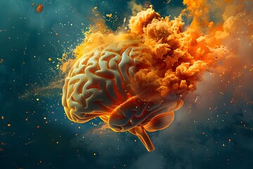 Metaphorical Explosion of Cerebral Creativity and Innovative Knowledge - obrazy, fototapety, plakaty