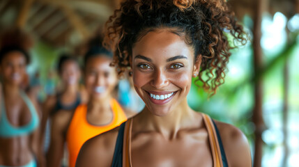 Group of Women in Sports Bras Smiling