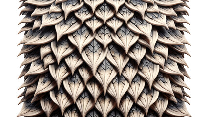 Naklejka premium Brown scales background with transparent bands on each side, png. Concept of skin pattern background of reptiles, snake, dragon, fish, mermaid, abstract, geometry, mosaic. 3D illustration.