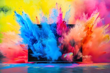 Obraz na płótnie Canvas Vibrant Holi Inspired Color Explosion Across Digital Screen