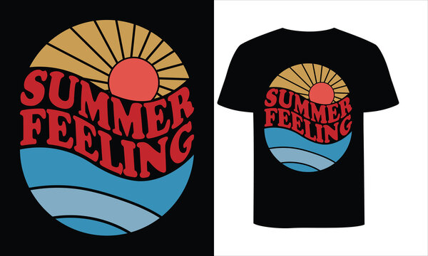 Summer Feeling t-shirt design .Summer illustration design t-shirt, vintage summer feeling shirt design for summer